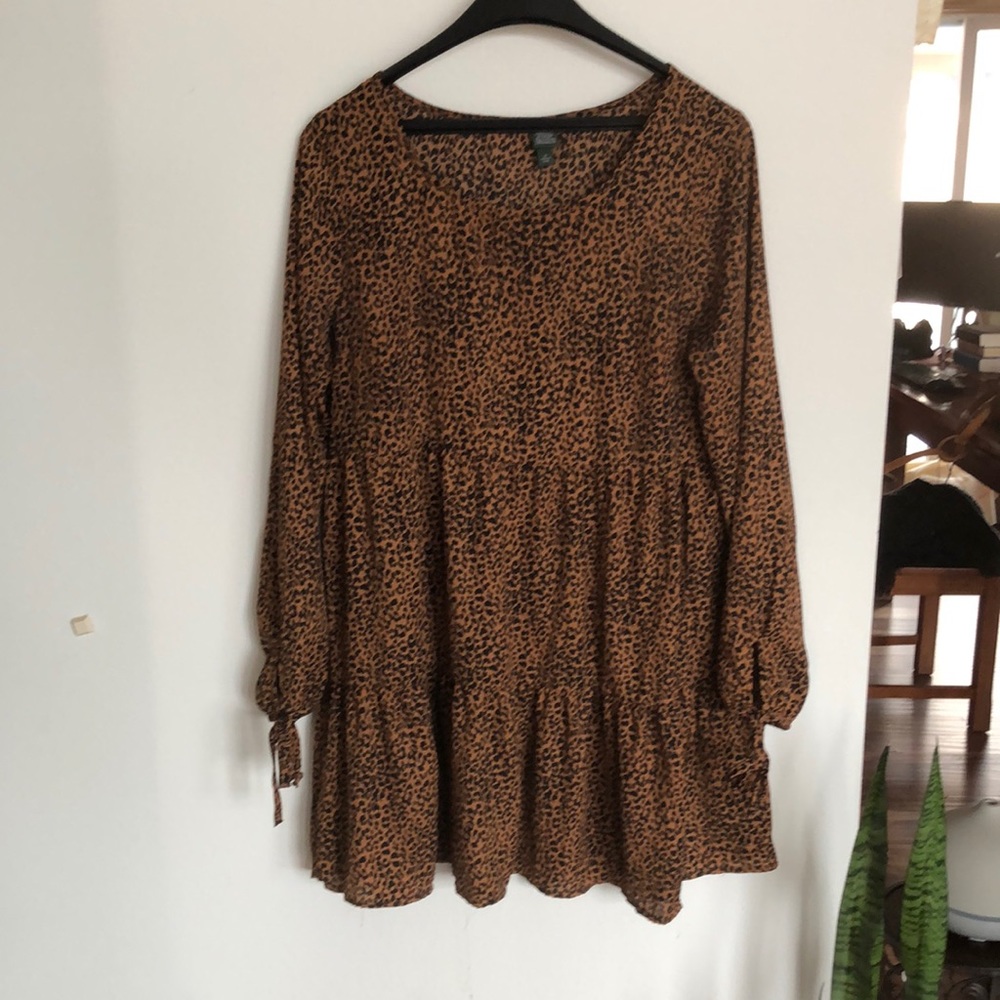 Animal print babydoll dress